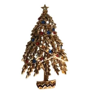 Vtg 1960s ART  Arthur Pepper Christmas Tree Pin Brooch with Snow
